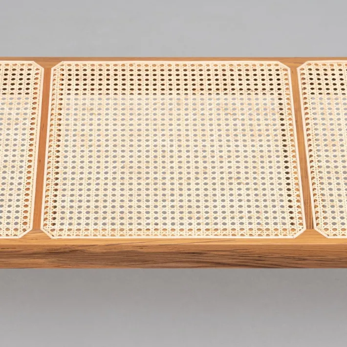 Pamono 057 Civil Bench in Wood and Woven Viennese Cane by Pierre Jeanneret for Cassina Clearance