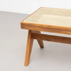 Pamono 057 Civil Bench in Wood and Woven Viennese Cane by Pierre Jeanneret for Cassina Clearance