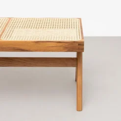 Pamono 057 Civil Bench in Wood and Woven Viennese Cane by Pierre Jeanneret for Cassina Clearance