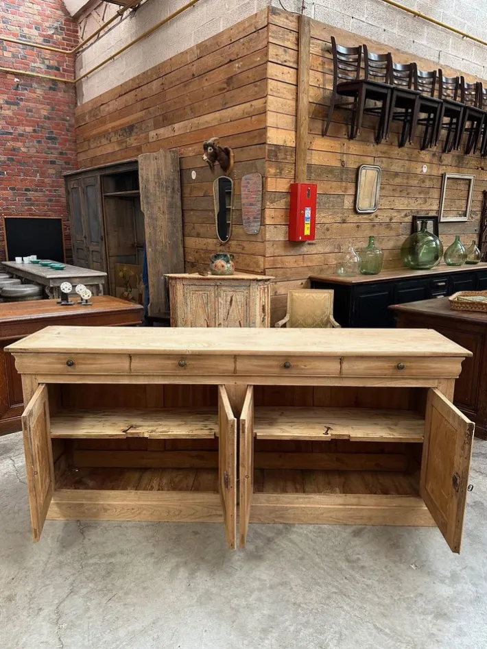 Pamono 4 Door Elm Sideboard, 19th Century
