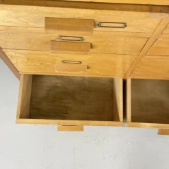 Pamono 16 Drawer Oak Shop Counter, 1950s Best