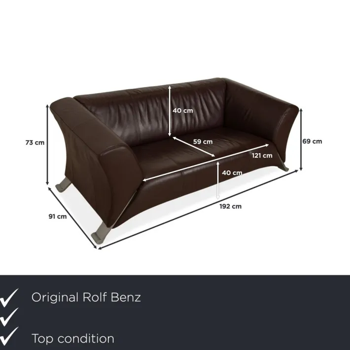 Pamono 322 Three-Seater Sofa in Leather from Rolf Benz