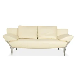 Pamono 1600 Two-Seater Cream Sofa in Leather from Rolf Benz Hot