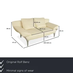 Pamono 1600 Two-Seater Cream Sofa in Leather from Rolf Benz Hot