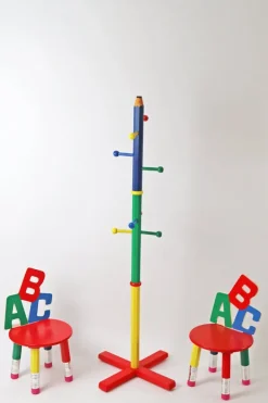 Pamono ABC Children's Chairs and Pencils Coat Rack, France 1980s, Set of 3 Sale