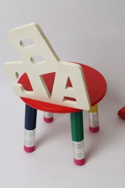 Pamono ABC Children's Chairs and Pencils Coat Rack, France 1980s, Set of 3 Sale