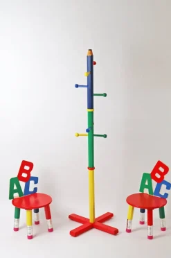 Pamono ABC Children's Chairs and Pencils Coat Rack, France 1980s, Set of 3 Sale