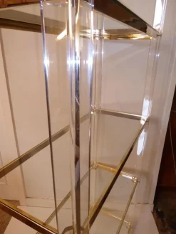 Pamono Acrylic Glass, Acrylic & Brass Glass Shelf Best