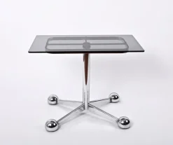Pamono Adjustable Coffee Table in Chrome & Smoked Glass with Wheels from Allegri Arredamenti, 1970s Clearance