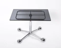 Pamono Adjustable Coffee Table in Chrome & Smoked Glass with Wheels from Allegri Arredamenti, 1970s Clearance