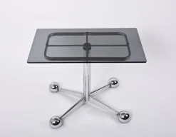 Pamono Adjustable Coffee Table in Chrome & Smoked Glass with Wheels from Allegri Arredamenti, 1970s Clearance