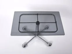 Pamono Adjustable Coffee Table in Chrome & Smoked Glass with Wheels from Allegri Arredamenti, 1970s Clearance