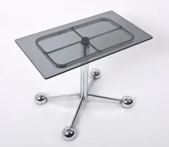 Pamono Adjustable Coffee Table in Chrome & Smoked Glass with Wheels from Allegri Arredamenti, 1970s Clearance