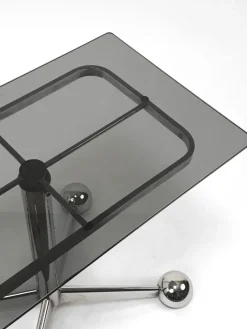 Pamono Adjustable Coffee Table in Chrome & Smoked Glass with Wheels from Allegri Arredamenti, 1970s Clearance