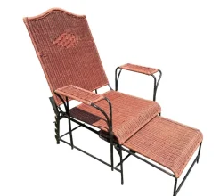 Pamono Adjustable Wicker and Metal Garden Lounge Chair, 1960s Clearance