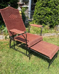Pamono Adjustable Wicker and Metal Garden Lounge Chair, 1960s Clearance