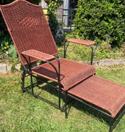 Pamono Adjustable Wicker and Metal Garden Lounge Chair, 1960s Clearance