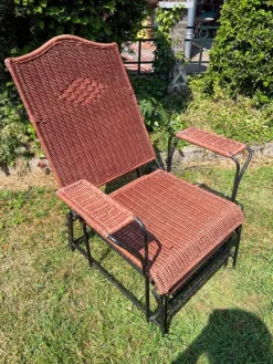 Pamono Adjustable Wicker and Metal Garden Lounge Chair, 1960s Clearance