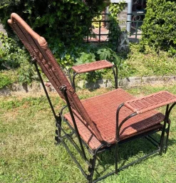 Pamono Adjustable Wicker and Metal Garden Lounge Chair, 1960s Clearance