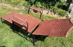 Pamono Adjustable Wicker and Metal Garden Lounge Chair, 1960s Clearance