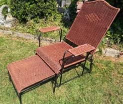 Pamono Adjustable Wicker and Metal Garden Lounge Chair, 1960s Clearance