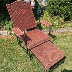 Pamono Adjustable Wicker and Metal Garden Lounge Chair, 1960s Clearance
