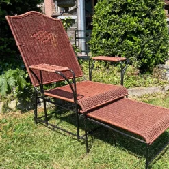 Pamono Adjustable Wicker and Metal Garden Lounge Chair, 1960s Clearance