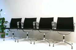 Pamono Aluminum Chairs in Hopsak Black by Charles and Ray Eames for Vitra, Set of 4 Discount