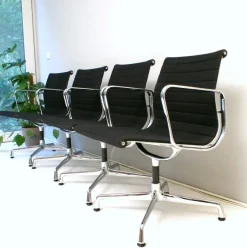 Pamono Aluminum Chairs in Hopsak Black by Charles and Ray Eames for Vitra, Set of 4 Discount
