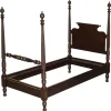 Pamono American Federal 4-Poster Bed with Carved Pillars in Hardwood, 1800s Sale