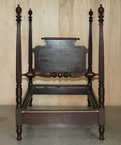 Pamono American Federal 4-Poster Bed with Carved Pillars in Hardwood, 1800s Sale