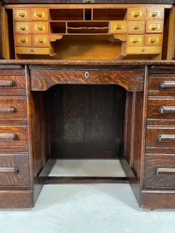 Pamono American Oak Roll-Top Desk, Czechoslovakia, 1930s Outlet