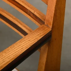 Pamono Amsterdam School Art Deco Armchairs in Oak and Almond Fabric, 1930s, Set of 2