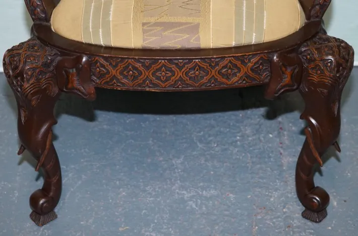 Pamono Anglo Indian Wooden Heavily Carved Armchair Hot