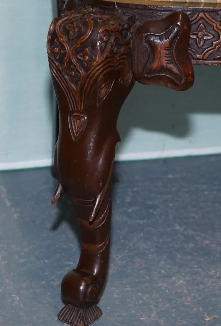 Pamono Anglo Indian Wooden Heavily Carved Armchair Hot