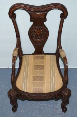 Pamono Anglo Indian Wooden Heavily Carved Armchair Hot