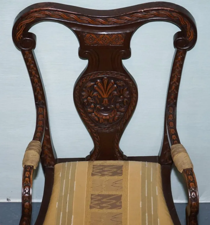 Pamono Anglo Indian Wooden Heavily Carved Armchair Hot