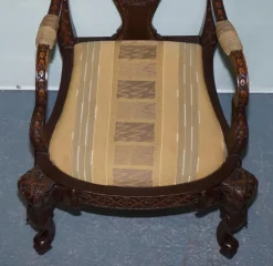 Pamono Anglo Indian Wooden Heavily Carved Armchair Hot