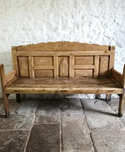 Pamono Anitque Spanish Chestnut Settle Bench, 1880
