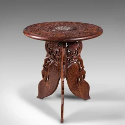 Pamono Antique Anglo-Indian Fold Away Circular Side Table