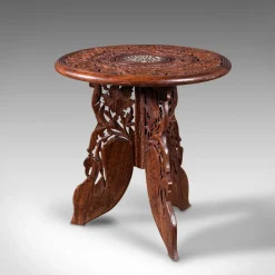 Pamono Antique Anglo-Indian Fold Away Circular Side Table