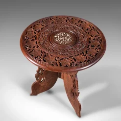 Pamono Antique Anglo-Indian Fold Away Circular Side Table