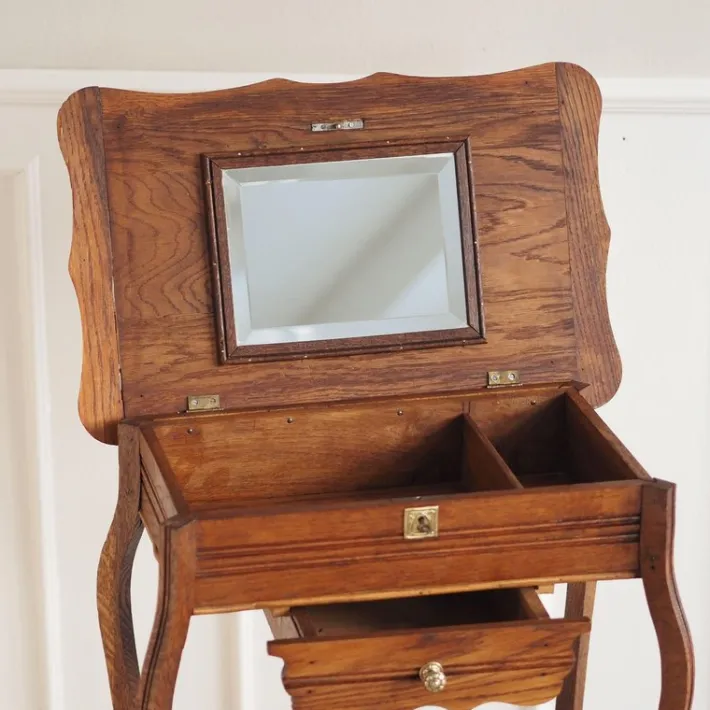 Pamono Antique Art Nouveau Dressing Table with Mirror and Drawer Best