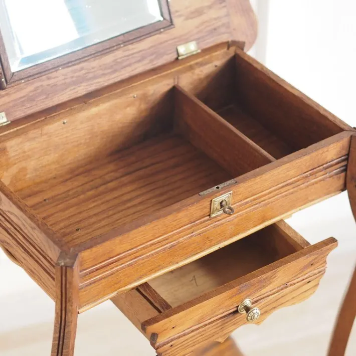 Pamono Antique Art Nouveau Dressing Table with Mirror and Drawer Best