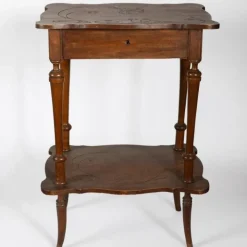 Pamono Antique Art Nouveau Hand Craved Wooden Dressing Table with Mirror Sale