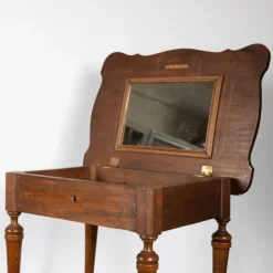 Pamono Antique Art Nouveau Hand Craved Wooden Dressing Table with Mirror Sale