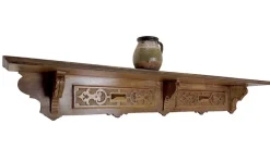 Pamono Antique Art Nouveau Wall Shelf in Carved Hard Wood, 1900s