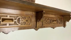 Pamono Antique Art Nouveau Wall Shelf in Carved Hard Wood, 1900s