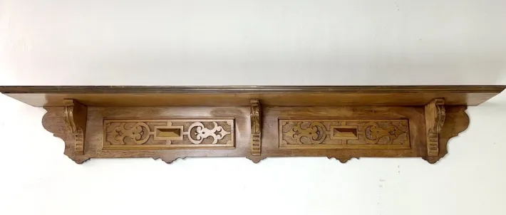 Pamono Antique Art Nouveau Wall Shelf in Carved Hard Wood, 1900s