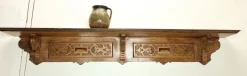 Pamono Antique Art Nouveau Wall Shelf in Carved Hard Wood, 1900s